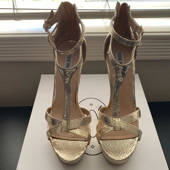 Steve Madden gold platform heels size 8 - Picture 1 of 5